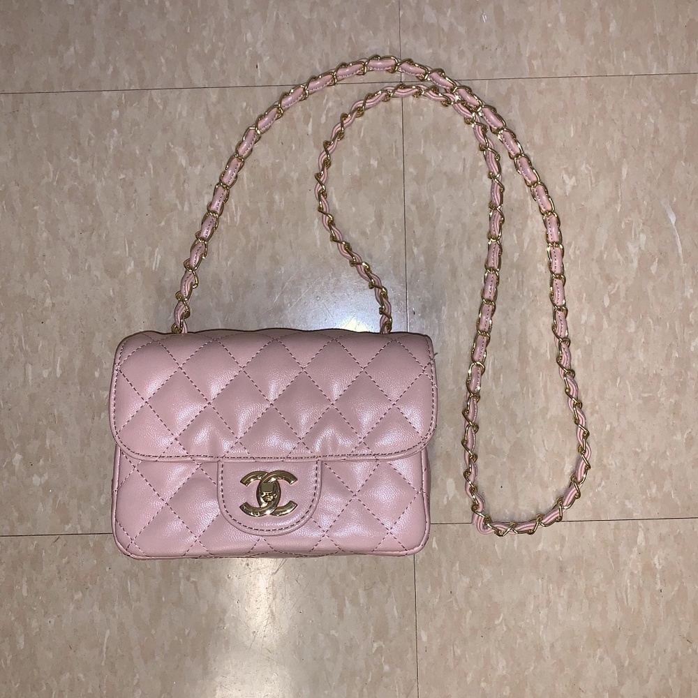 Pink Leather Crossbody Bag